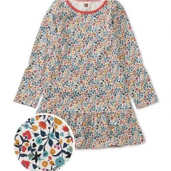 Tea Collection Sunrise Floral Chalk Printed Ruffle Dress - Picture 1 of 4